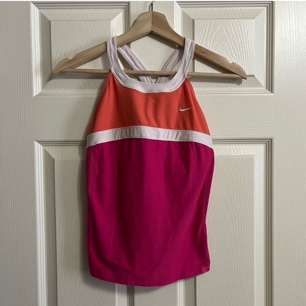 NIKE Workout Exercise Sports Tank Top Orange White Fuchsia Women's Medium